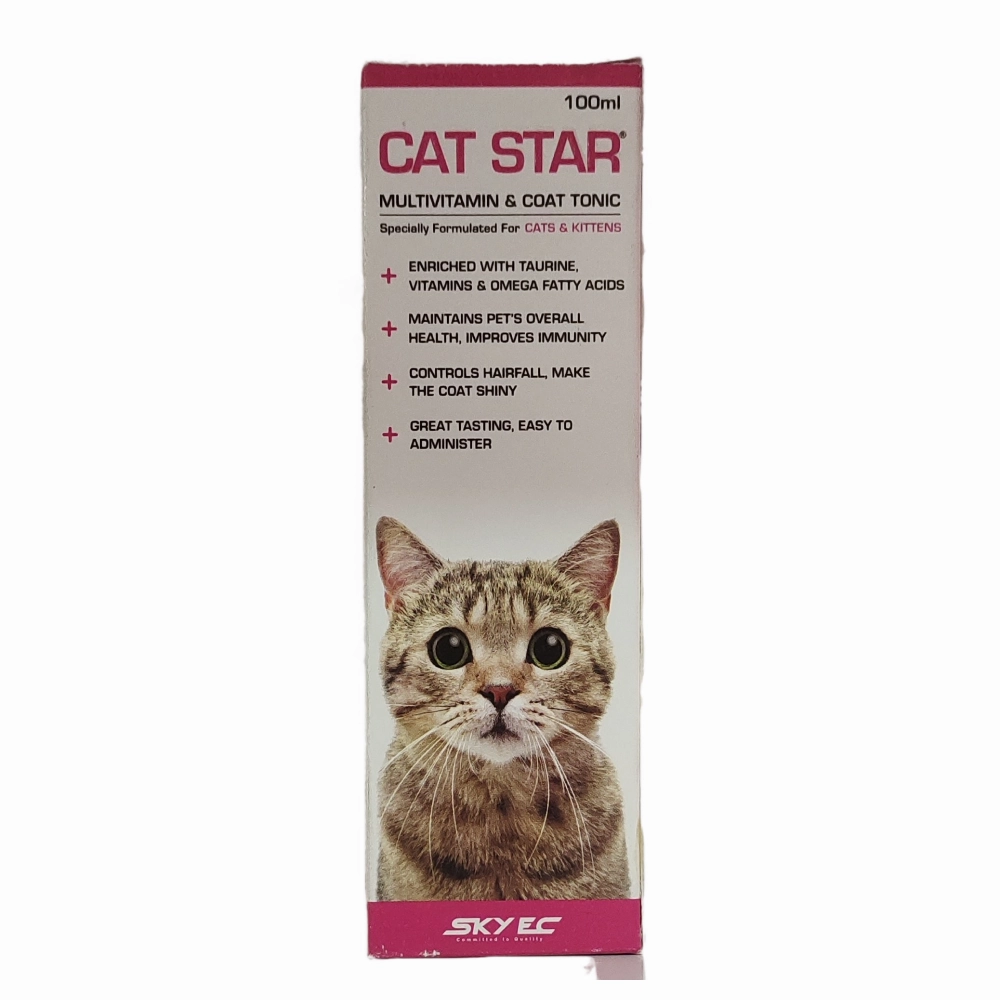 Skyec Cat Star Syrup Multivitamin for Cats (100ml) And Areion Vet Feli D Kitten Deworming Suspension (15ml) Combo