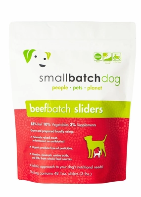 SmallBatch Frozen Raw Dog Food - Beef Sliders 3lb Bag - 48 1oz sliders livestock health goat wellness poultry spray cattle health aid goat nutrition