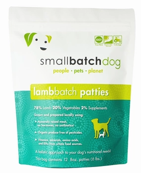 SmallBatch Frozen Raw Dog Food - Lamb Patties 6lb Bag - 12 8oz sliders livestock health goat wellness poultry spray cattle health aid goat nutrition