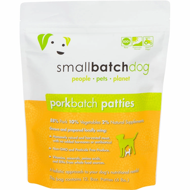 SmallBatch Frozen Raw Dog Food - Pork Patties 6lb Bag - 12 8oz sliders livestock health goat wellness poultry spray cattle health aid goat nutrition