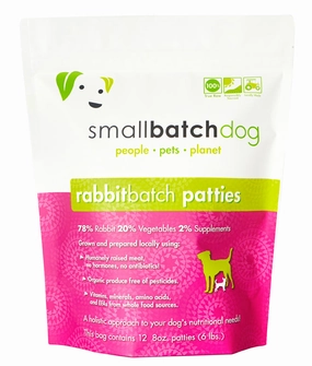 SmallBatch Frozen Raw Dog Food - Rabbit Patties 6lb Bag - 12 8oz sliders livestock health goat wellness poultry spray cattle health aid goat nutrition