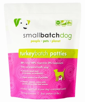 SmallBatch Frozen Raw Dog Food - Turkey Patties 6lb Bag - 12 8oz sliders livestock health goat wellness poultry spray cattle health aid goat nutrition