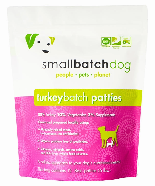 SmallBatch Frozen Raw Dog Food - Turkey Patties 6lb Bag - 12 8oz sliders livestock health goat wellness poultry spray cattle health aid goat nutrition
