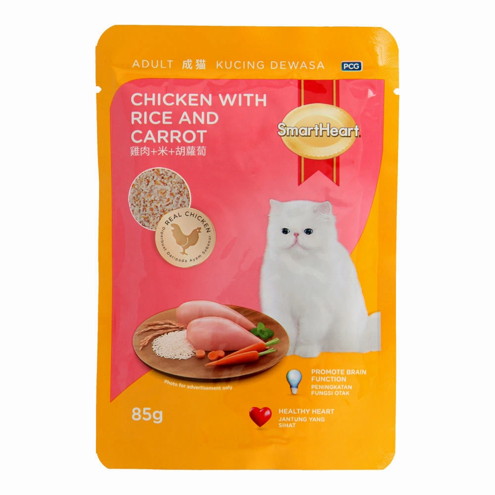 Smartheart Chicken with Rice & Carrot Pouch Cat Food 85g x 12 natural cat food soft cat treats freeze dried cat food organic cat treats indoor cat food