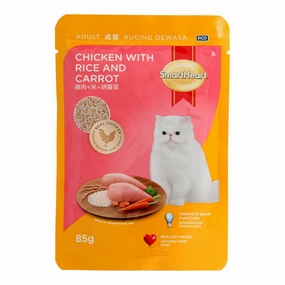 Smartheart Chicken with Rice & Carrot Pouch Cat Food 85g x 12 natural cat food soft cat treats freeze dried cat food organic cat treats indoor cat food