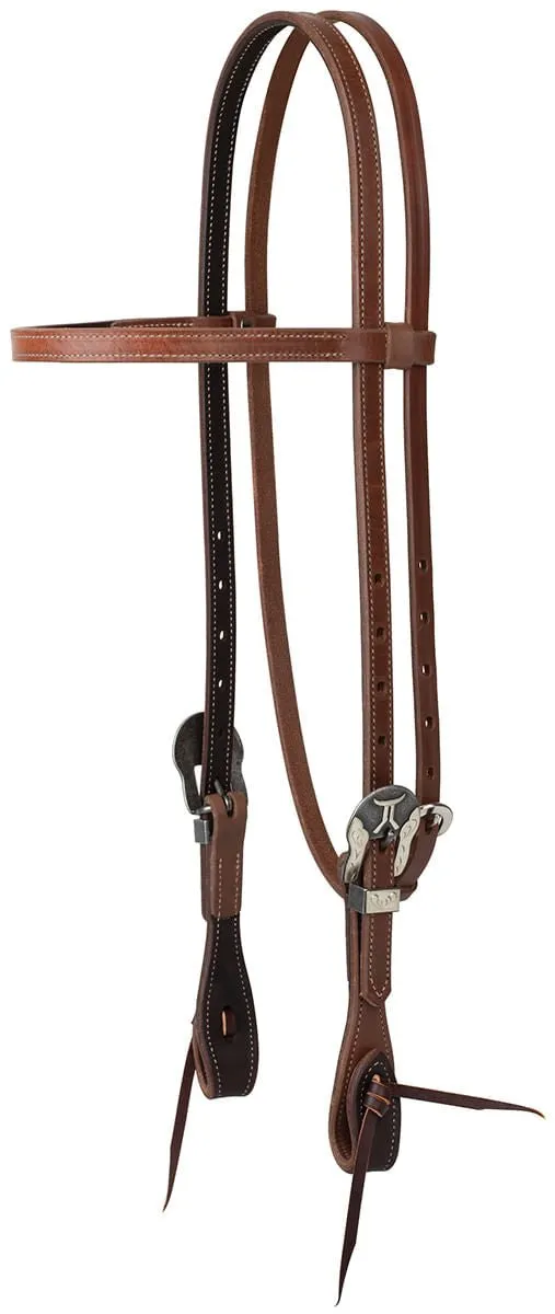 Smarty x Synergy Latigo Lined Oil Harness Leather Headstall, 5/8" Straight Brow