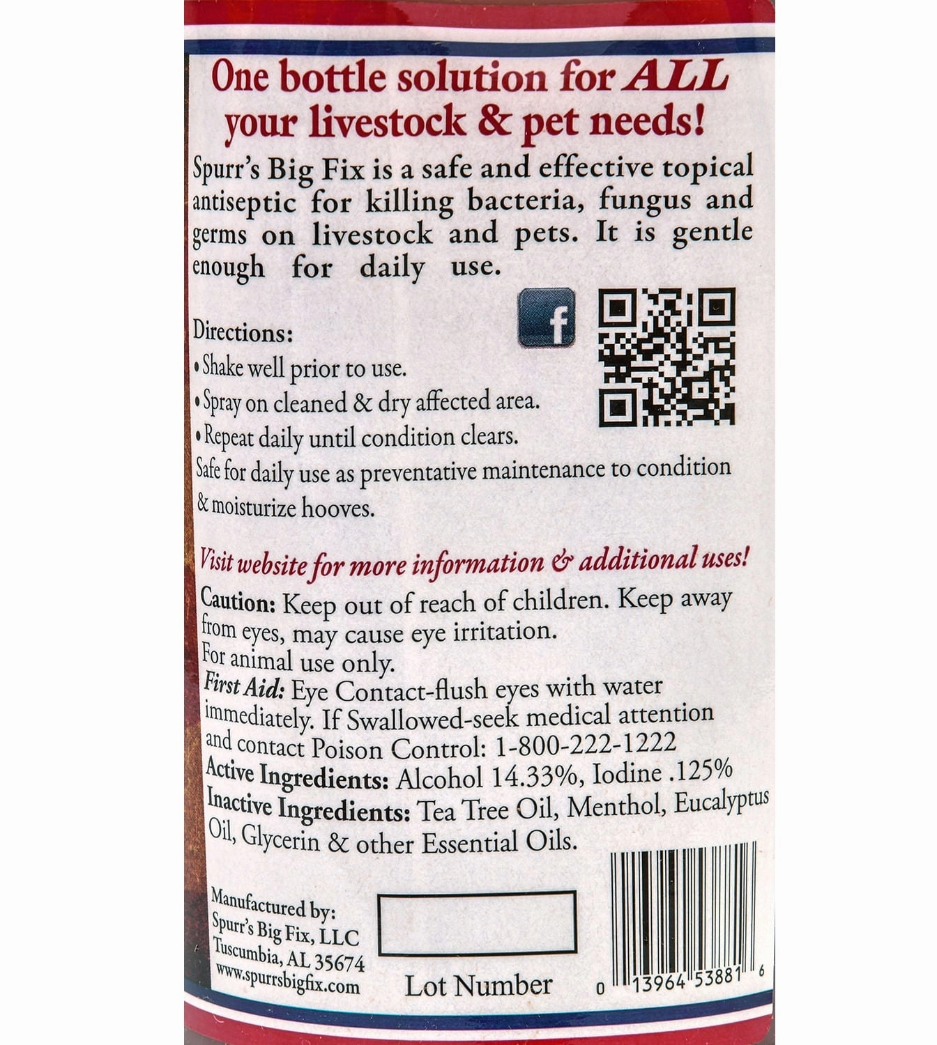 Spurr's Big Fix Antispectic Spray for Animals