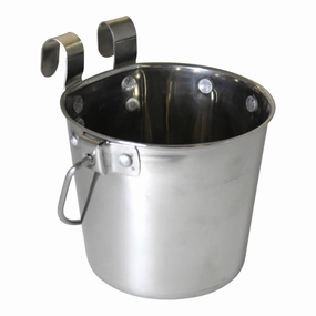 Stainless Steel Pail, Flat Sided Hook-On with Rivets cat beds cat scratching post cat shampoo cat tunnel cat brush