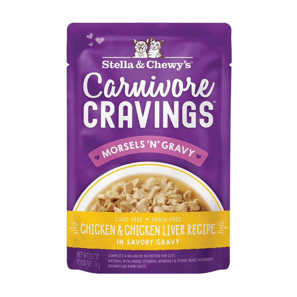 Stella & Chewy's Carnivore Cravings Chicken & Chicken Liver Morsels and Gravy Recipe Wet Cat Food cat treats toys for cats cat hair remover cat cleaning supplies cat food bowl
