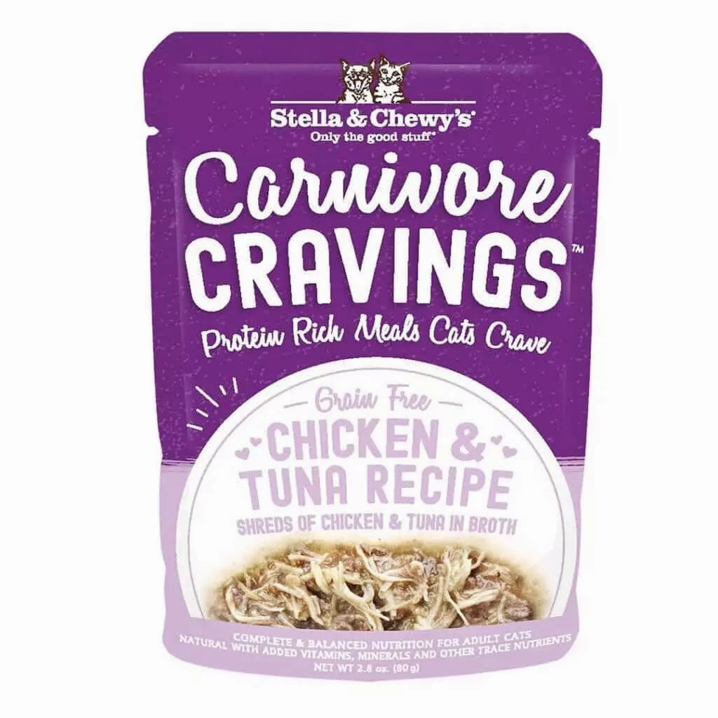Stella & Chewy's Carnivore Cravings Chicken & Tuna Shreds Recipe Wet Cat Food cat treats toys for cats cat hair remover cat cleaning supplies cat food bowl