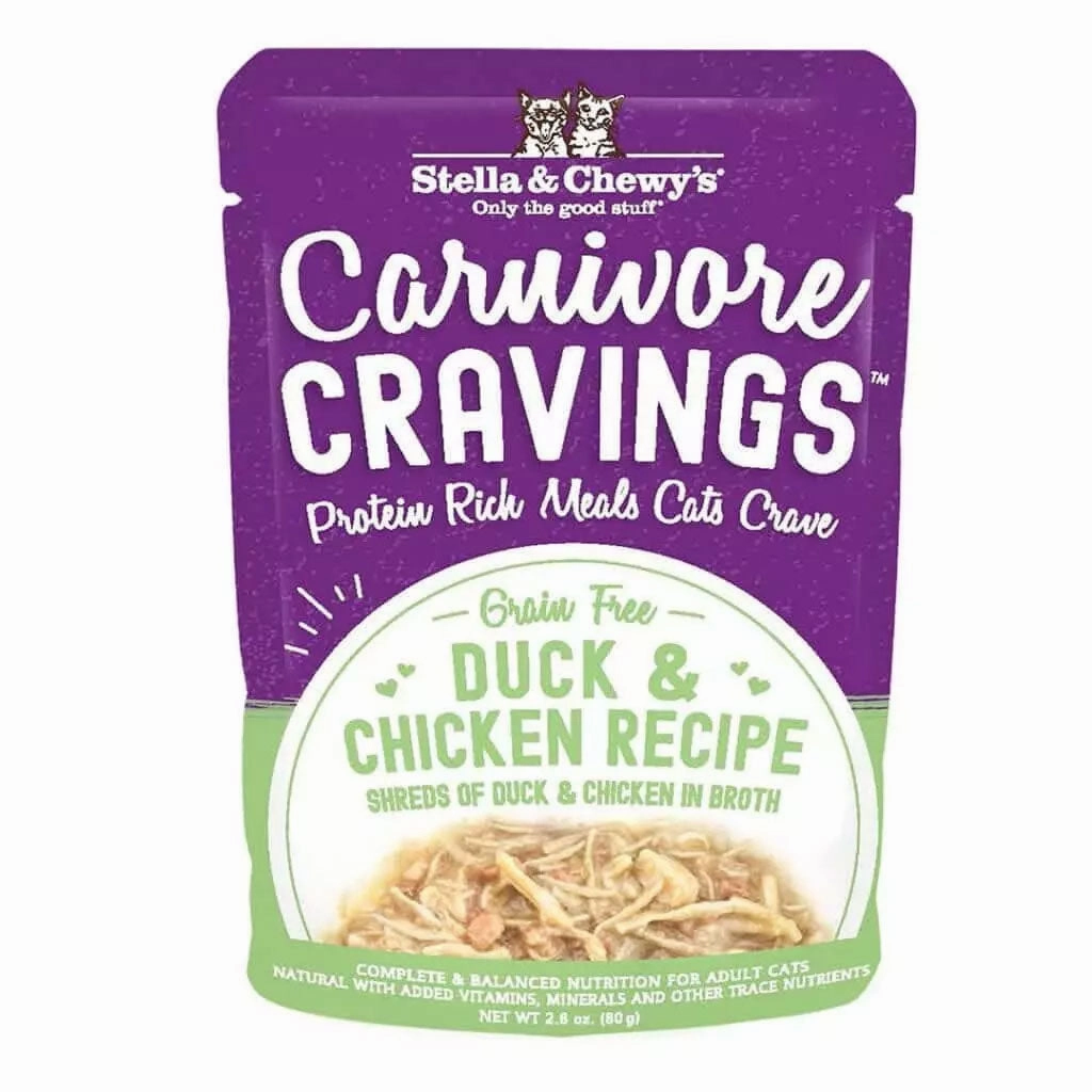 Stella & Chewy's Carnivore Cravings Duck & Chicken Shreds Recipe Wet Cat Food cat treats toys for cats cat hair remover cat cleaning supplies cat food bowl
