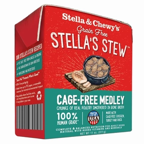 Stella & Chewy's Grain-Free Cage-Free Medley Chicken, Turkey & Duck Recipe Stew Dog Food 11oz canned dog food wet dog food grain free dog food dog food with gravy beef dog food