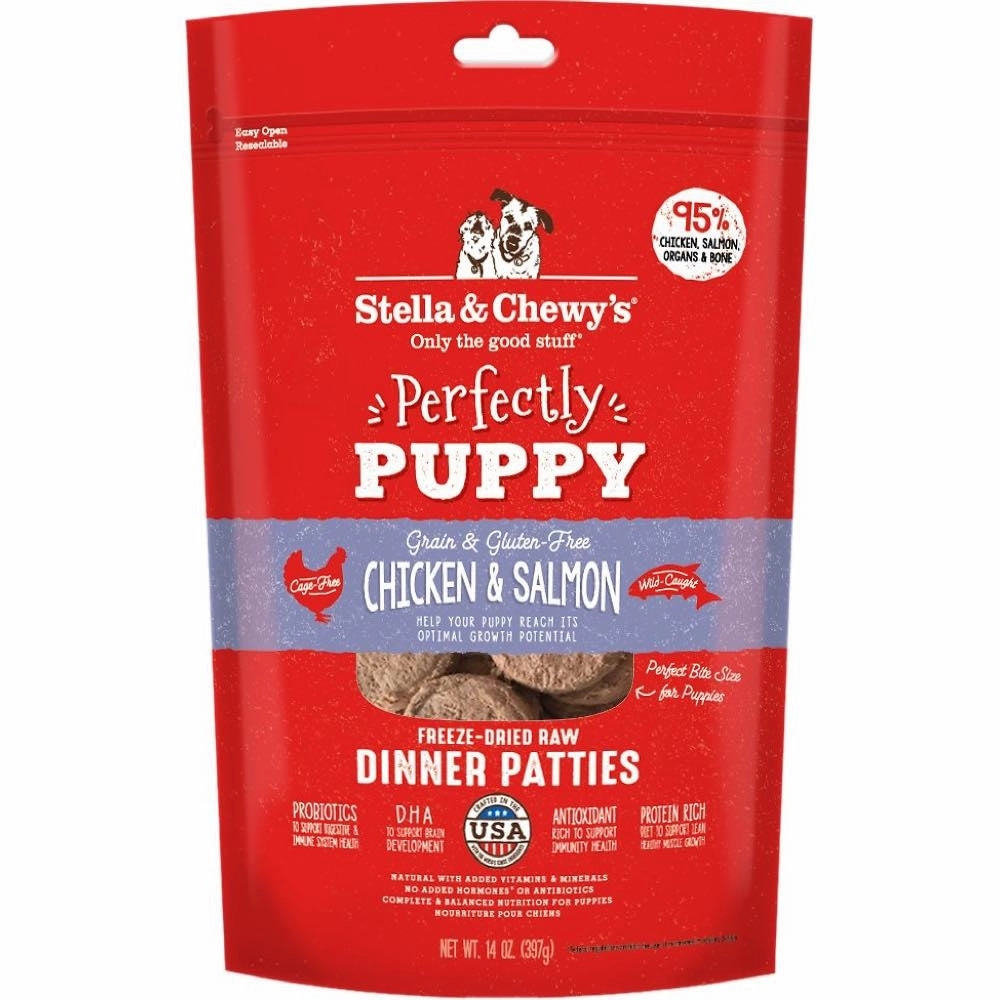 Stella & Chewy's Perfectly Puppy Chicken & Salmon Dinner Patties Grain-Free Freeze-Dried Raw Dog Food 14oz horse supplement horse vitamins animal probiotics livestock digestive aid horse immune booster