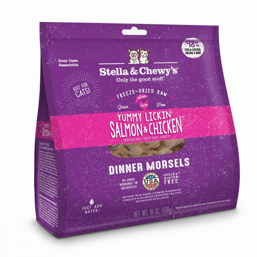 Stella & Chewy's Yummy Lickin' Salmon & Chicken Dinner Grain Free Freeze-Dried Cat Food cat supplies cat house cat tree cat feeder cat collar