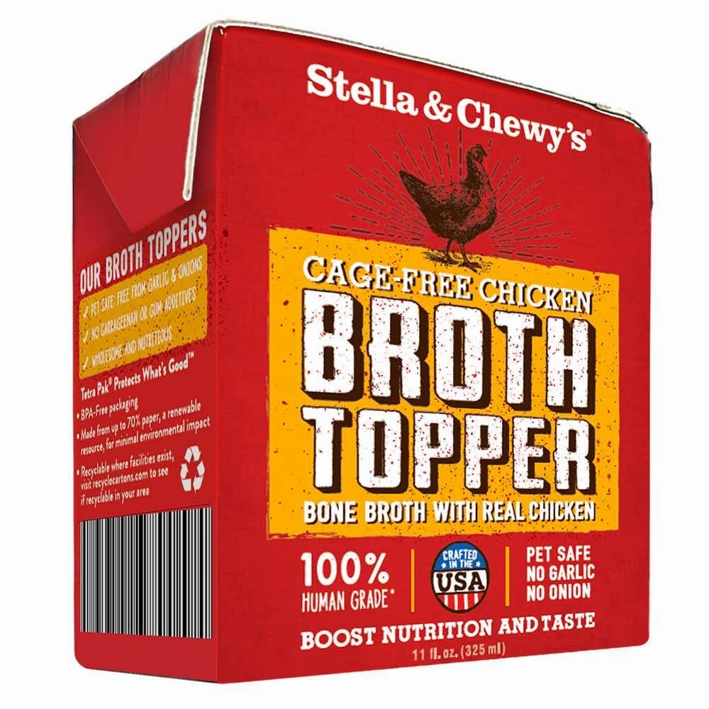 Stella & Chewys Cage-Free Chicken Broth Topper For Dogs 11oz dog sweater dog tuxedo dog dress holiday dog outfit dog birthday shirt