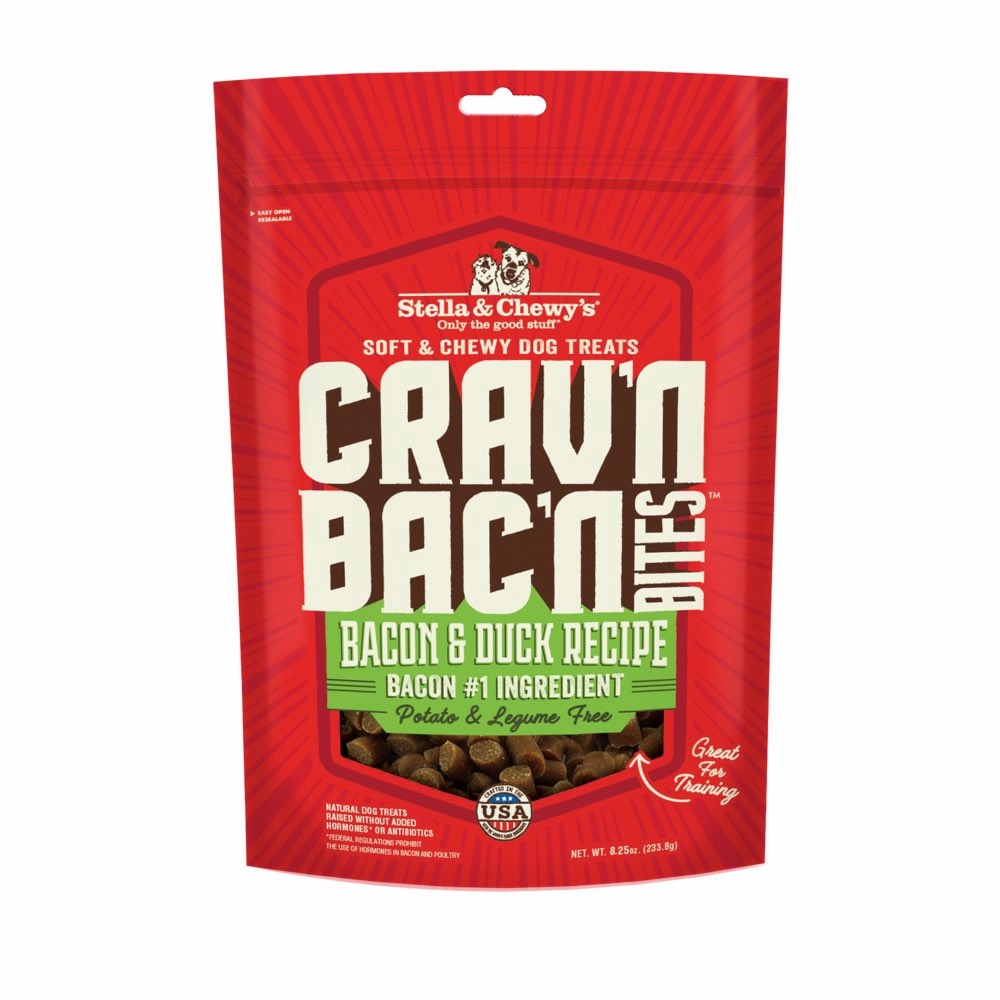 Stella & Chewys Crav'n Bac'n Bites Bacon & Duck Dog Treats 8.25oz dog sweater dog tuxedo dog dress holiday dog outfit dog birthday shirt