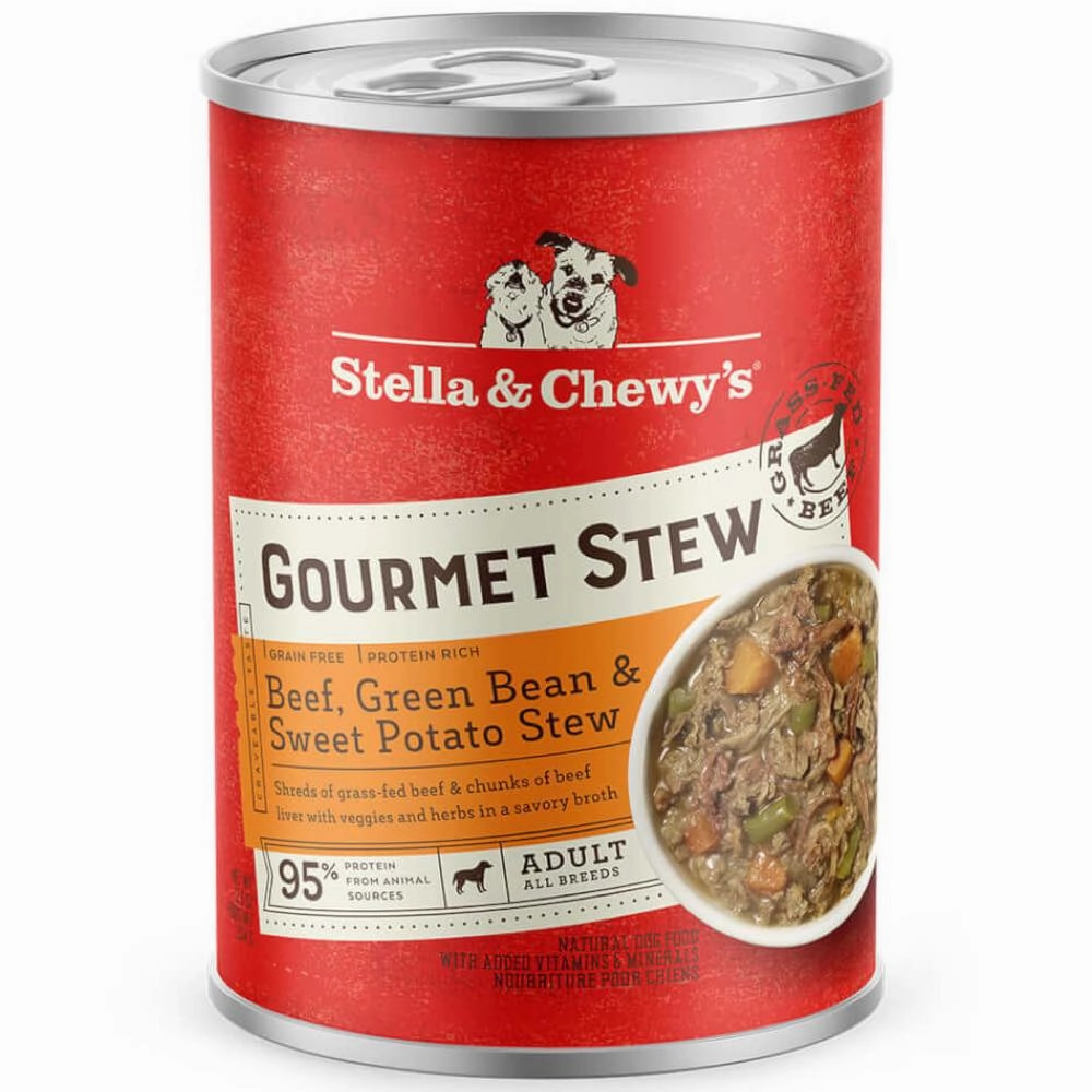 Stella & Chewys Gourmet Beef, Green Bean & Sweet Potato Stew Grain-Free Canned Dog Food 12.5oz canned dog food wet dog food grain free dog food dog food with gravy beef dog food