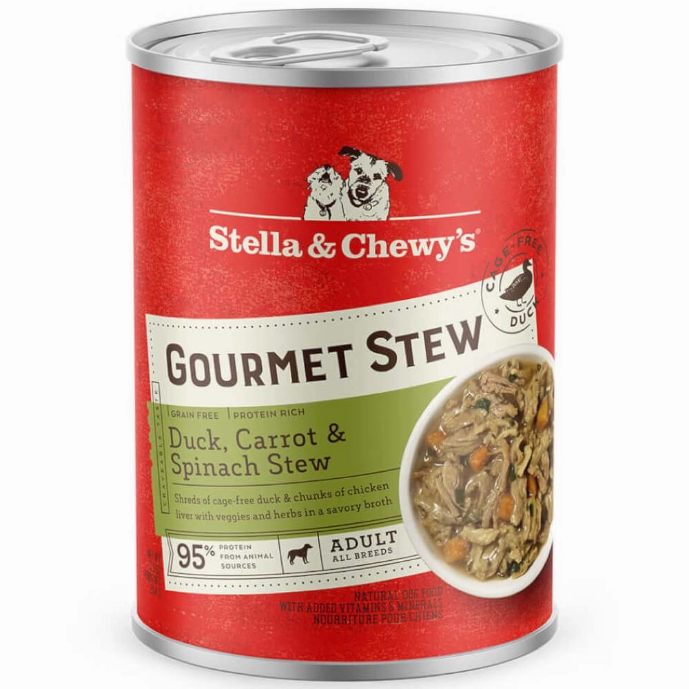 Stella & Chewys Gourmet Duck, Carrot & Spinach Stew Grain-Free Canned Dog Food 12.5oz canned dog food wet dog food grain free dog food dog food with gravy beef dog food