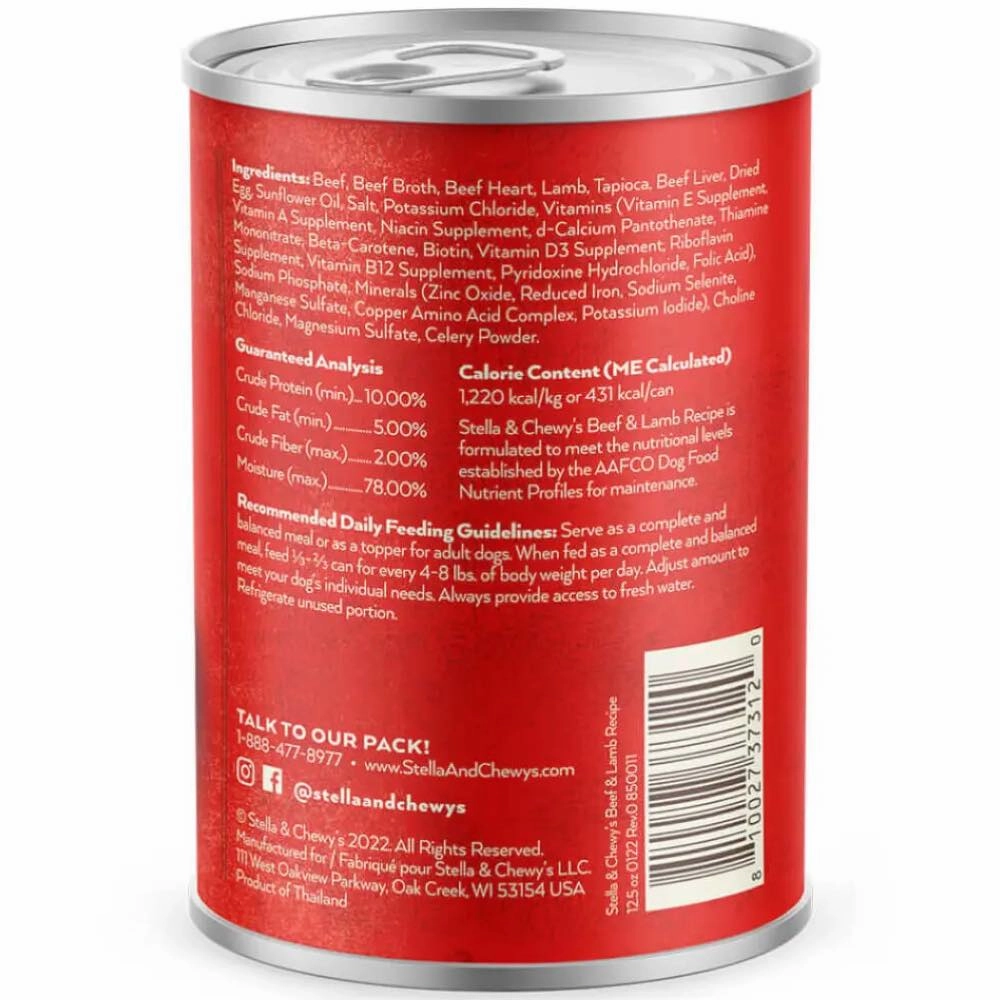 Stella & Chewys Gourmet Pate Beef & Lamb Recipe Grain-Free Canned Dog Food 12.5oz