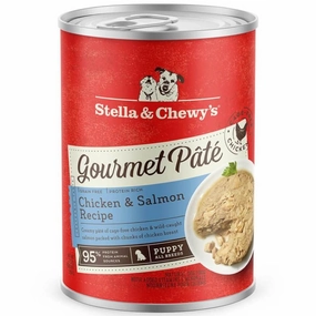 Stella & Chewys Gourmet Pate Chicken & Salmon Recipe Grain-Free Puppy Canned Dog Food 12.5oz dog supplies dog food toys accessories dog bed
