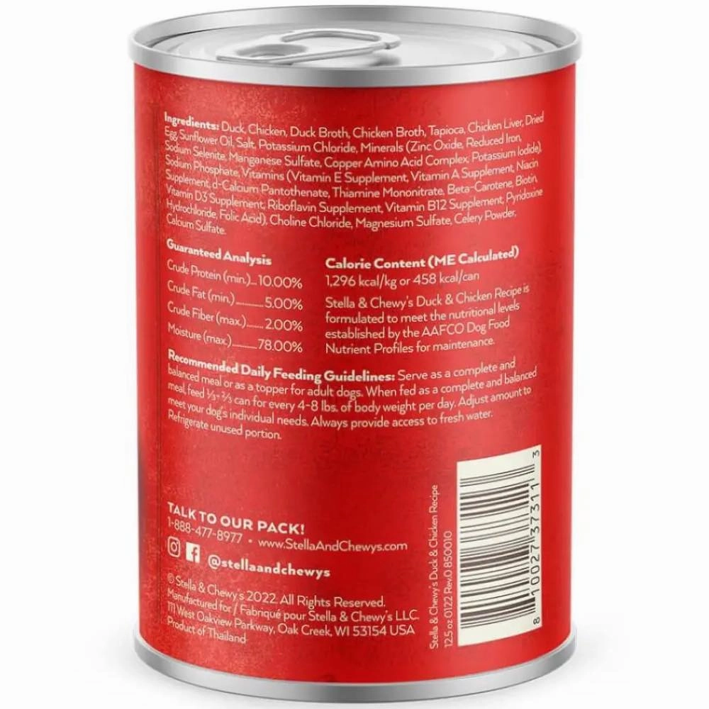 Stella & Chewys Gourmet Pate Duck & Chicken Recipe Grain-Free Canned Dog Food 12.5oz