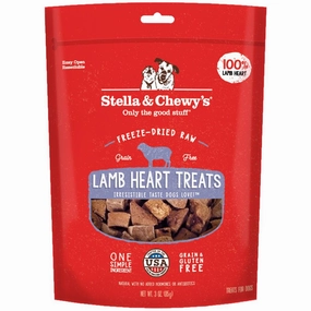 Stella & Chewys Lamb Heart Single Ingredient Grain-Free Freeze-Dried Dog Treats 3oz (Exp 26Nov25) dog sweater dog tuxedo dog dress holiday dog outfit dog birthday shirt