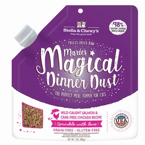 Stella & Chewys Maries Magical Dinner Dust Salmon & Chicken Freeze-Dried Cat Food Topper 7oz cat snacks catnip treats healthy cat food cat reward treats low calorie cat food