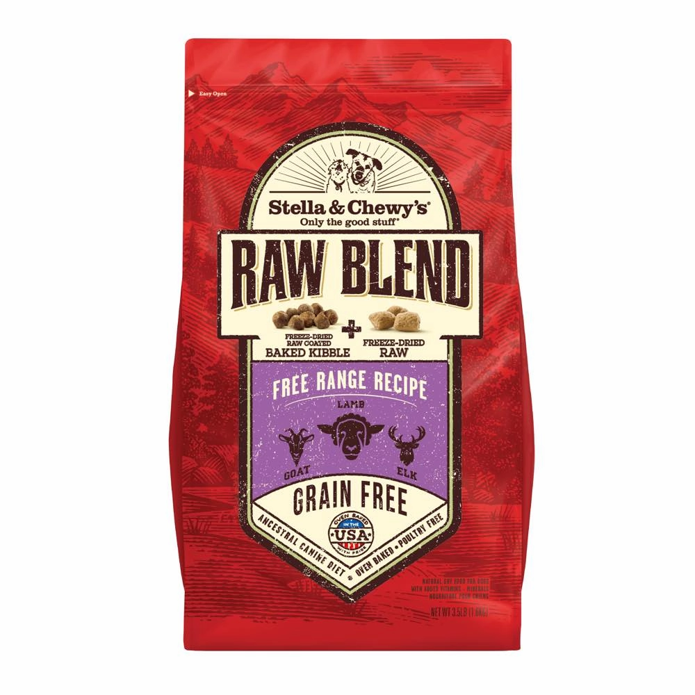 Stella & Chewys Raw Blend Free Range Kibble With Freeze-Dried Raw Grain-Free Dry Dog Food dog sweater dog tuxedo dog dress holiday dog outfit dog birthday shirt