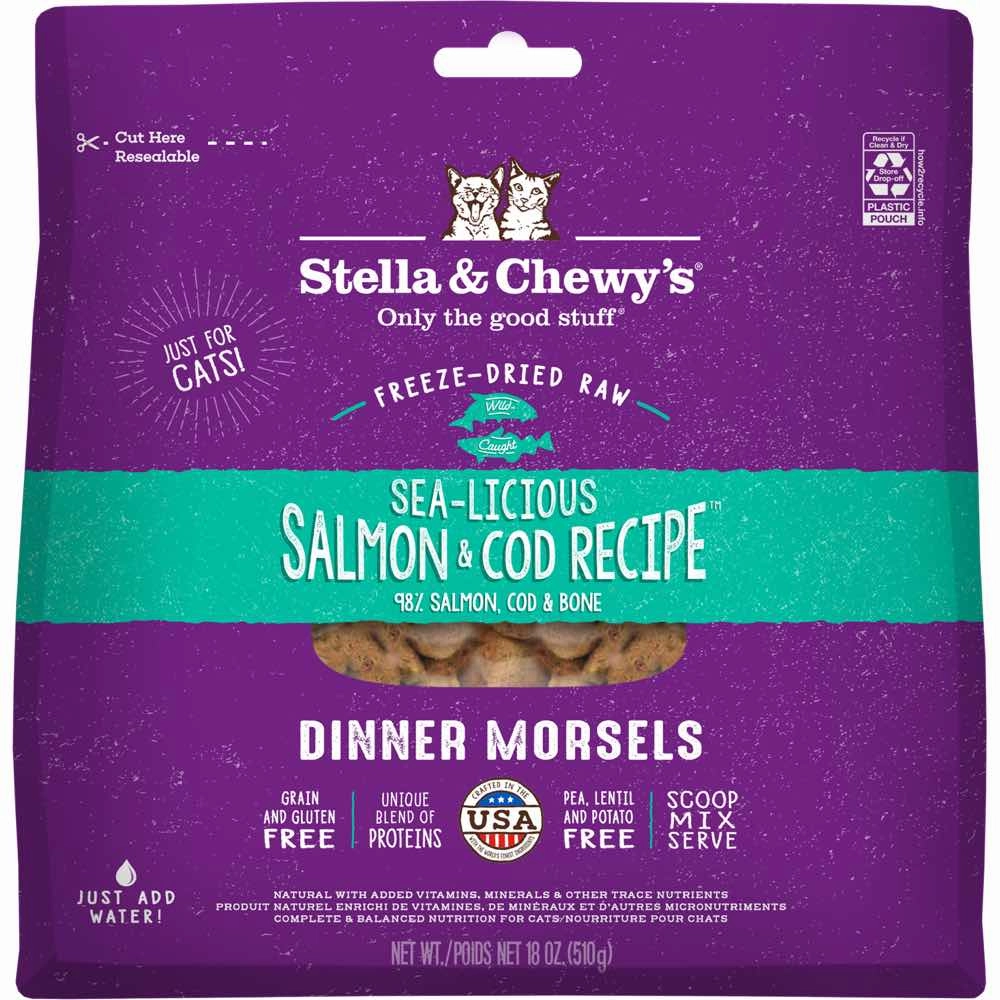 Stella & Chewys Sea-licious Salmon & Cod Dinner Morsels Freeze-Dried Cat Food