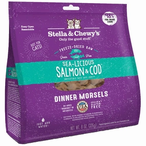 Stella & Chewys Sea-licious Salmon & Cod Dinner Morsels Freeze-Dried Cat Food cat snacks catnip treats healthy cat food cat reward treats low calorie cat food