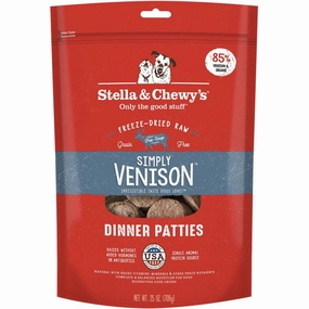 Stella & Chewys Simply Venison Dinner Patties Grain-Free Freeze-Dried Raw Dog Food 25oz dog supplies dog food toys accessories dog bed