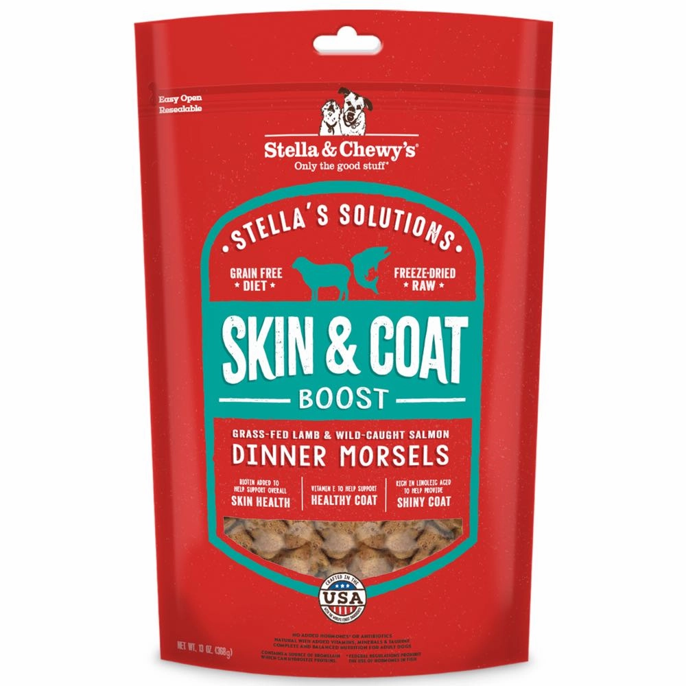 Stella & Chewys Stellas Solutions Skin & Coat Boost Lamb & Salmon Grain-Free Freeze-Dried Raw Dog Food horse supplement horse vitamins animal probiotics livestock digestive aid horse immune booster