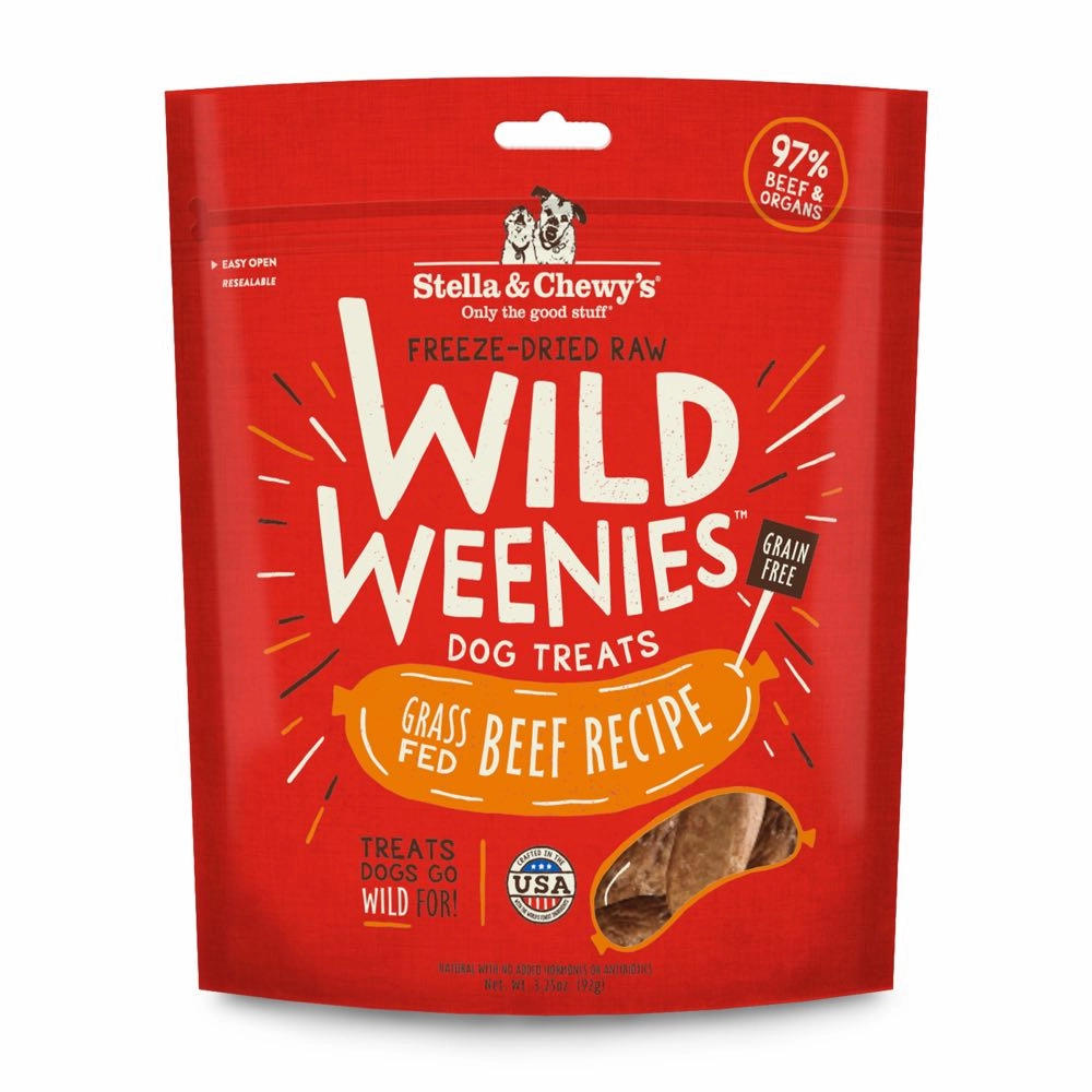 Stella & Chewys Wild Weenies Grass-Fed Beef Grain-Free Freeze-Dried Raw Dog Treats 3.25oz dog sweater dog tuxedo dog dress holiday dog outfit dog birthday shirt