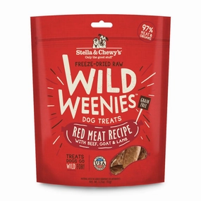Stella & Chewys Wild Weenies Red Meat Recipe Grain-Free Freeze-Dried Raw Dog Treats 3.25oz (Exp 18Oct25) dog sweater dog tuxedo dog dress holiday dog outfit dog birthday shirt