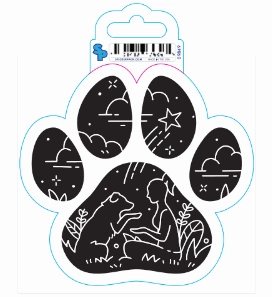 Sticker - Large - Dog Paw - Black and White Paw dog pain relief hip joint supplement senior dog care pet arthritis aid dog skin supplement