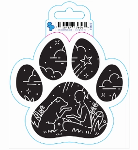 Sticker - Large - Dog Paw - Black and White Paw dog pain relief hip joint supplement senior dog care pet arthritis aid dog skin supplement