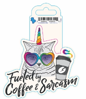 Sticker - Large - Fueled by Coffee and Sarcasm dog pain relief hip joint supplement senior dog care pet arthritis aid dog skin supplement