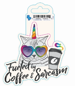 Sticker - Large - Fueled by Coffee and Sarcasm dog pain relief hip joint supplement senior dog care pet arthritis aid dog skin supplement