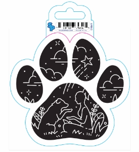 Sticker - Small - Dog Paw - Black and White Paw dog pain relief hip joint supplement senior dog care pet arthritis aid dog skin supplement