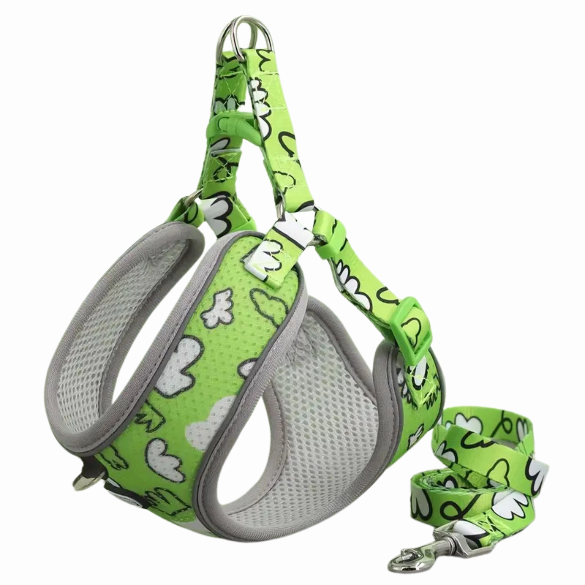 Supet Adjustable Dog Harness and Leash Set (Green) - Large