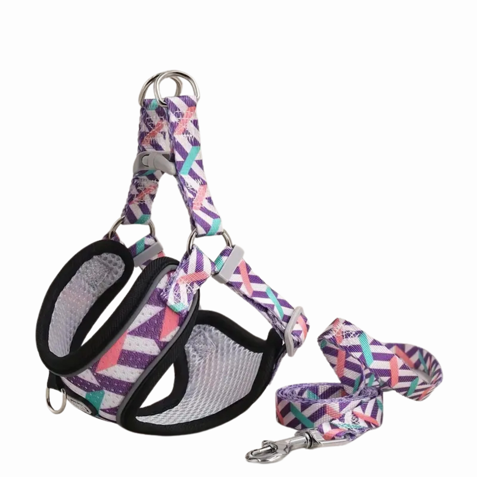 Supet Adjustable Dog Harness and Leash Set (Purple) - Medium