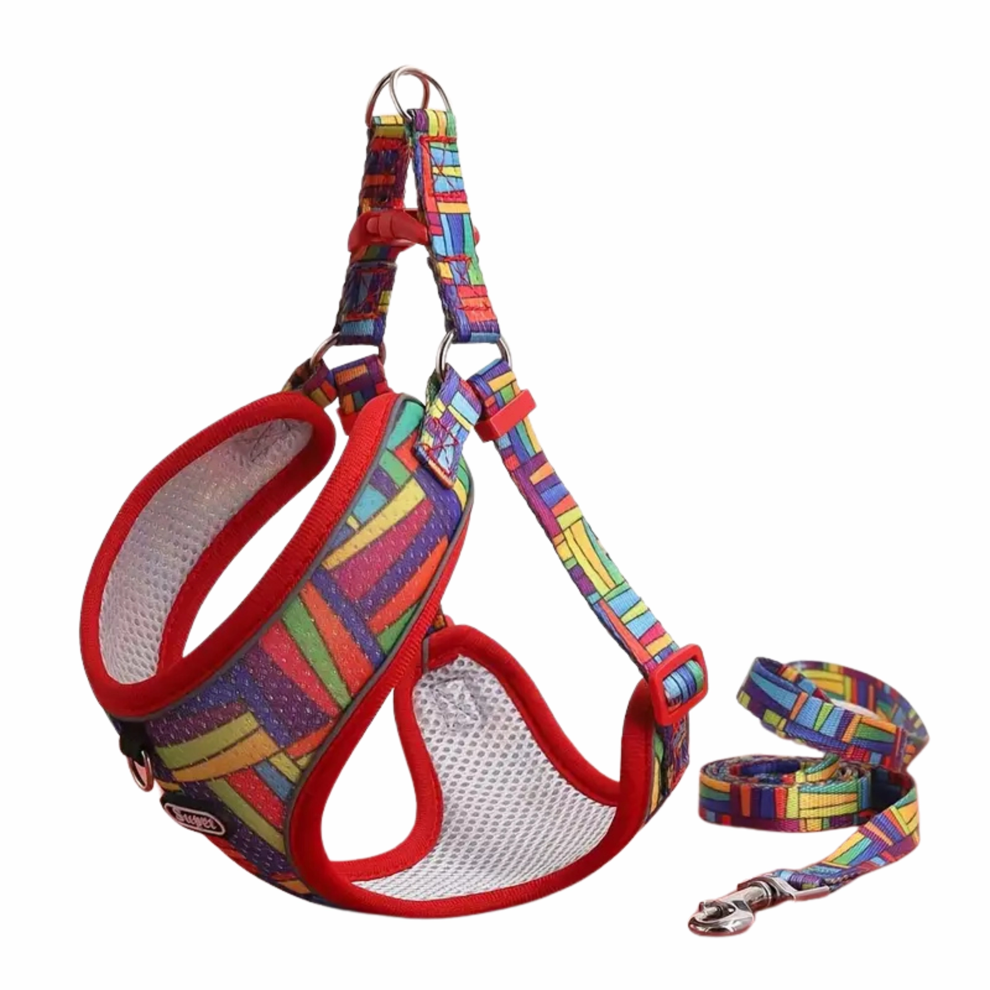 Supet Adjustable Dog Harness and Leash Set (Red) - Xlarge