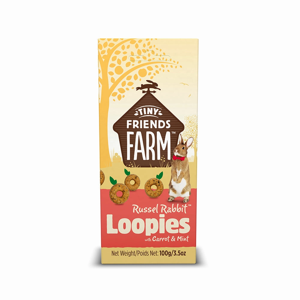 Supreme Tiny Friends Farm Russel Rabbit Loopies Carrot & Mint 100g cat vitamins cat digestive aid cat immune support cat joint supplement cat skin supplement