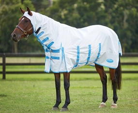 Sweet Itch Shield Combo Neck Horse Fly Sheet, White/Blue tuff dog toys durable toys for dogs chew tested toys hard chew toy strong plush