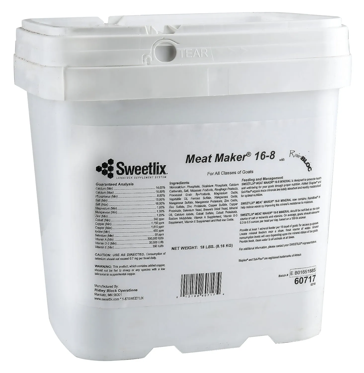 SWEETLIX Meat Maker Goat 16-8 with RainBloc, 18 lbs tub