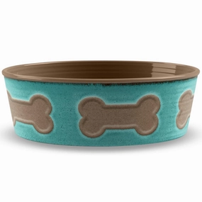 TarHong Bone Emboss Dog Bowl (Teal) dog bones rawhide chew sticks dog jerky bacon bone