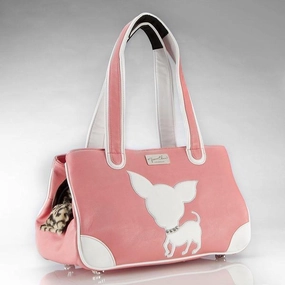 Te Quiero Chihuahua Rescue Me Tote Faux Leather Dog Carrier Pink dog bowtie leather collar dog charm dog party wear dog scarf set