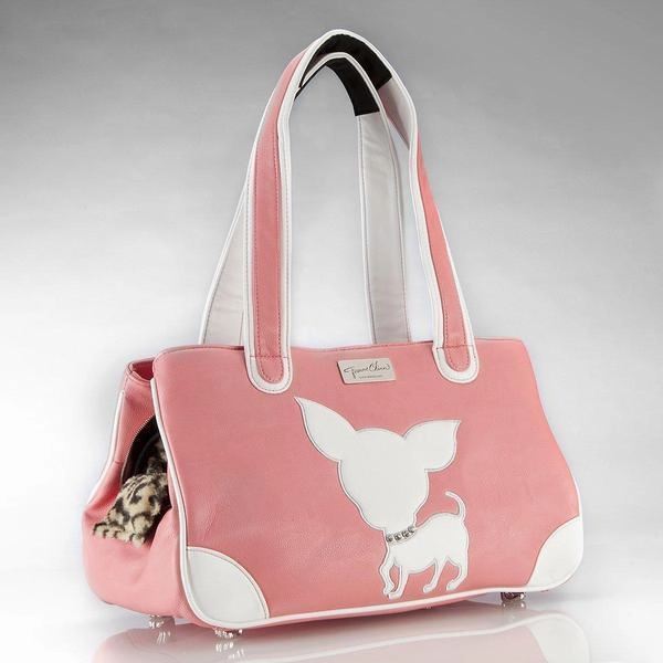 Te Quiero Chihuahua Rescue Me Tote Faux Leather Dog Carrier Pink
