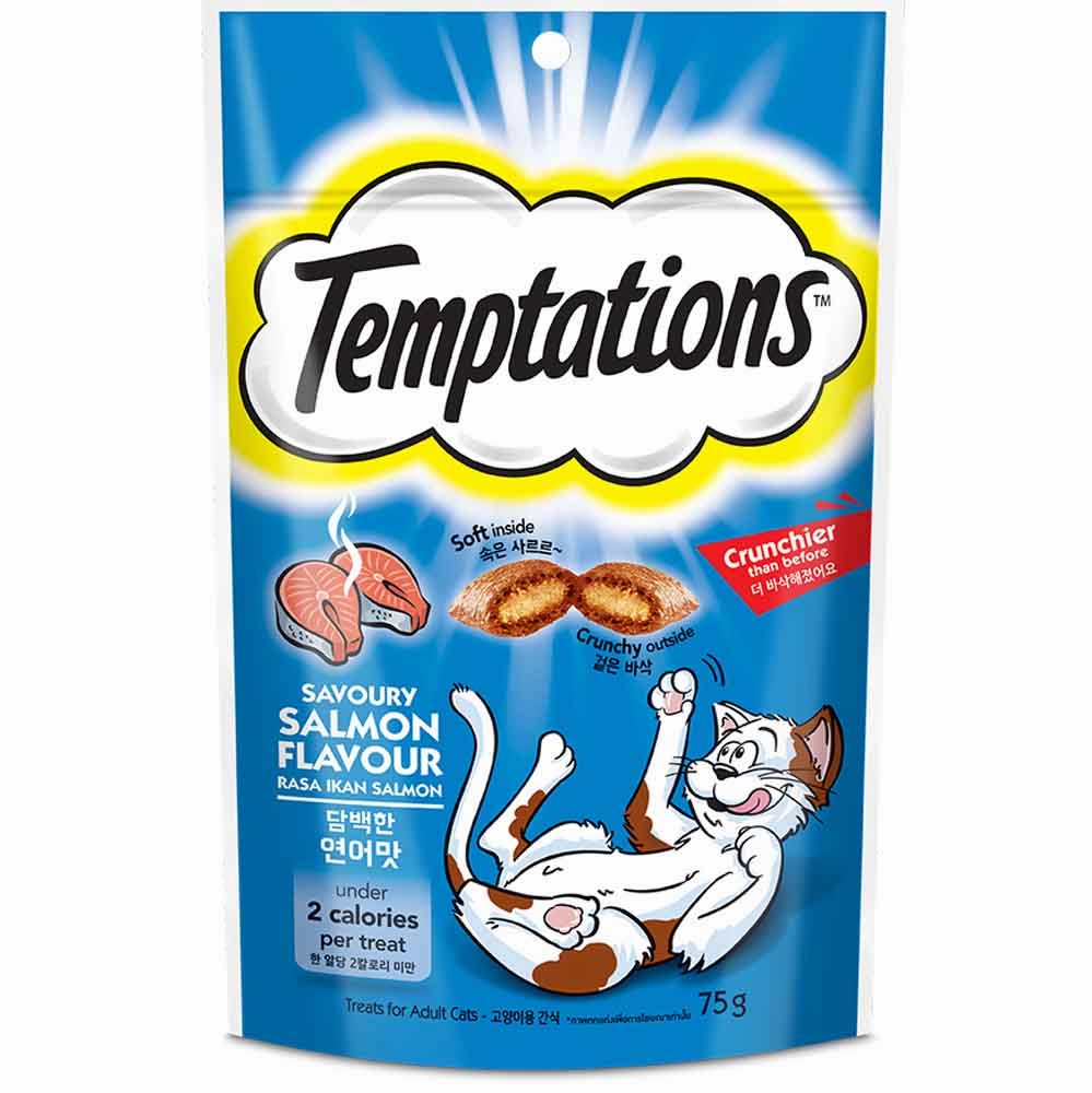 Temptations Savory Salmon Cat Treats 75g premium cat food dental cat treats cat chicken treats tuna cat food cat fish treats