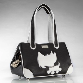 Terrier Rescue Me Tote Faux Leather Dog Carrier Black dog bowtie leather collar dog charm dog party wear dog scarf set